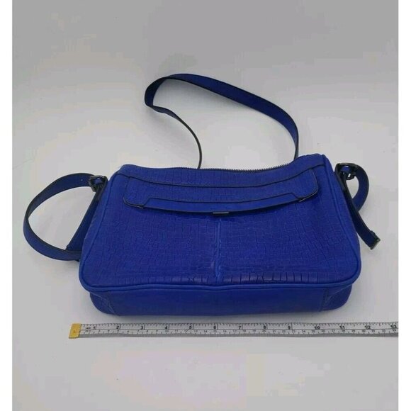 Royal Blue T Tahari Purse Alligator Crocodile Medium Preowned EUC Fast Ship - Picture 9 of 14